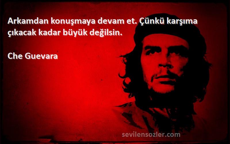 Che Guevara Sözleri 
Arkamdan konuşmaya devam et. Çünkü karşıma çıkacak kadar büyük değilsin.