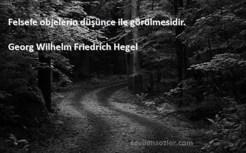 Georg Wilhelm Friedrich Hegel Sözleri 
Felsefe objelerin düşünce ile görülmesidir.