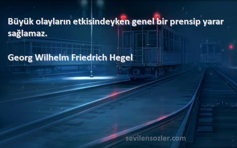 Georg Wilhelm Friedrich Hegel Sözleri 
Büyük olayların etkisindeyken genel bir prensip yarar sağlamaz.