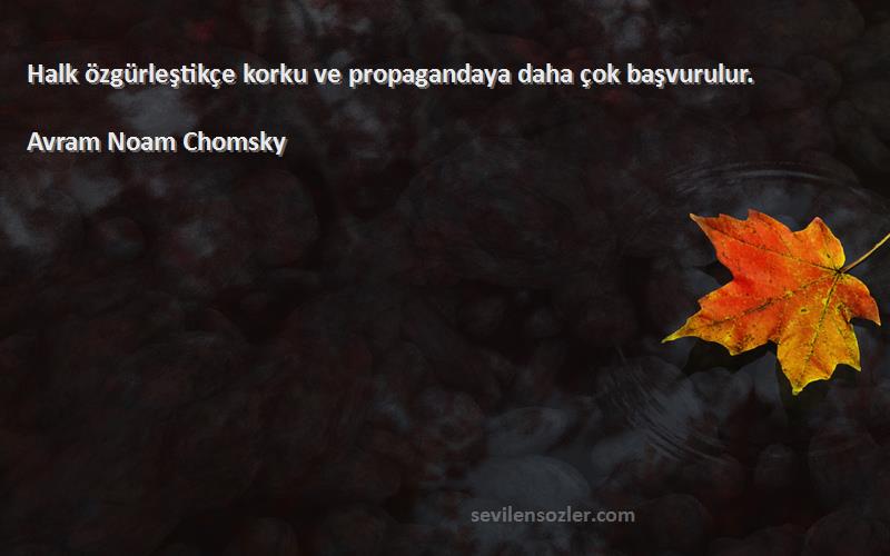 Avram Noam Chomsky Sözleri 
Halk özgürleştikçe korku ve propagandaya daha çok başvurulur.
