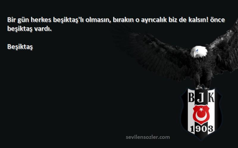 Beşiktaş Sözleri 
Bir gün herkes beşiktaş'lı olmasın, bırakın o ayrıcalık biz de kalsın! önce beşiktaş vardı.