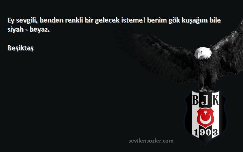 Beşiktaş Sözleri 
Ey sevgili, benden renkli bir gelecek isteme! benim gök kuşağım bile siyah - beyaz.