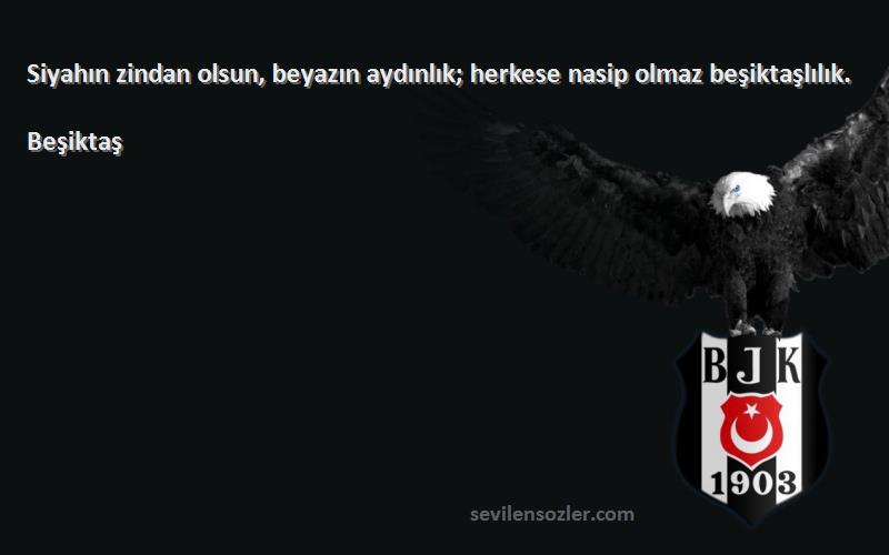 Beşiktaş Sözleri 
Siyahın zindan olsun, beyazın aydınlık; herkese nasip olmaz beşiktaşlılık.