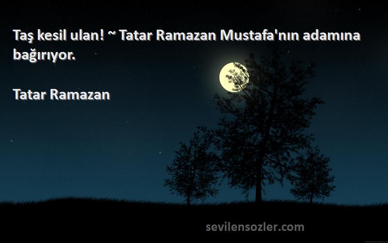 Tatar Ramazan Sözleri 
Taş kesil ulan! ~ Tatar Ramazan Mustafa'nın adamına bağırıyor.