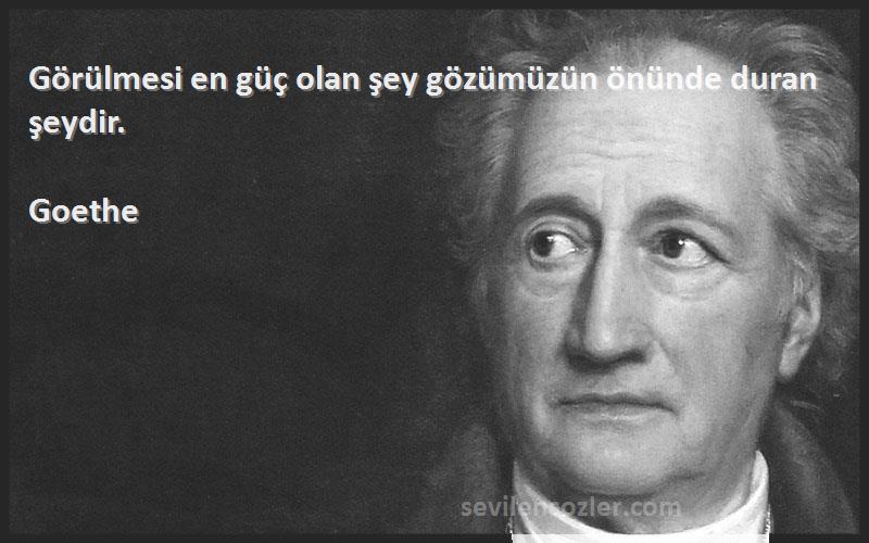 Goethe Sözleri 
Görülmesi en güç olan şey gözümüzün önünde duran şeydir.
