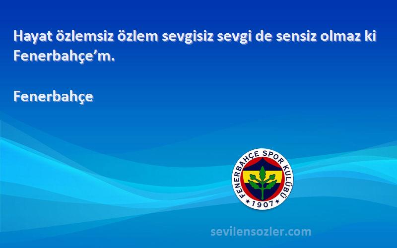 Fenerbahçe Sözleri 
Hayat özlemsiz özlem sevgisiz sevgi de sensiz olmaz ki Fenerbahçe’m.
