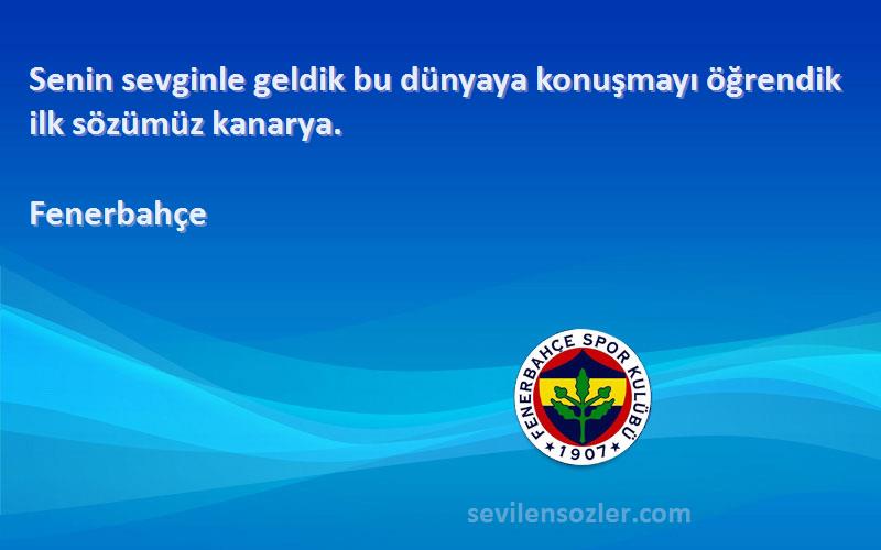 Fenerbahçe Sözleri 
Senin sevginle geldik bu dünyaya konuşmayı öğrendik ilk sözümüz kanarya.
