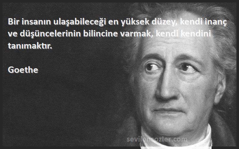 Goethe Sözleri 
Bir insanın ulaşabileceği en yüksek düzey, kendi inanç ve düşüncelerinin bilincine varmak, kendi kendini tanımaktır.