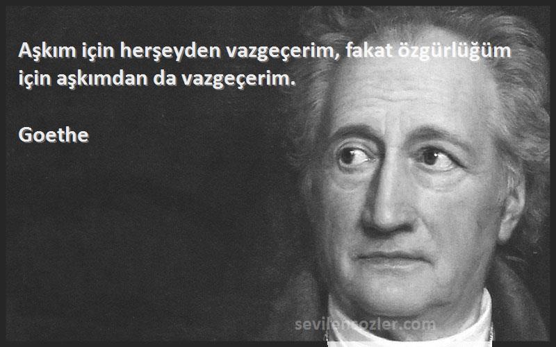 Goethe Sözleri 
Aşkım için herşeyden vazgeçerim, fakat özgürlüğüm için aşkımdan da vazgeçerim.