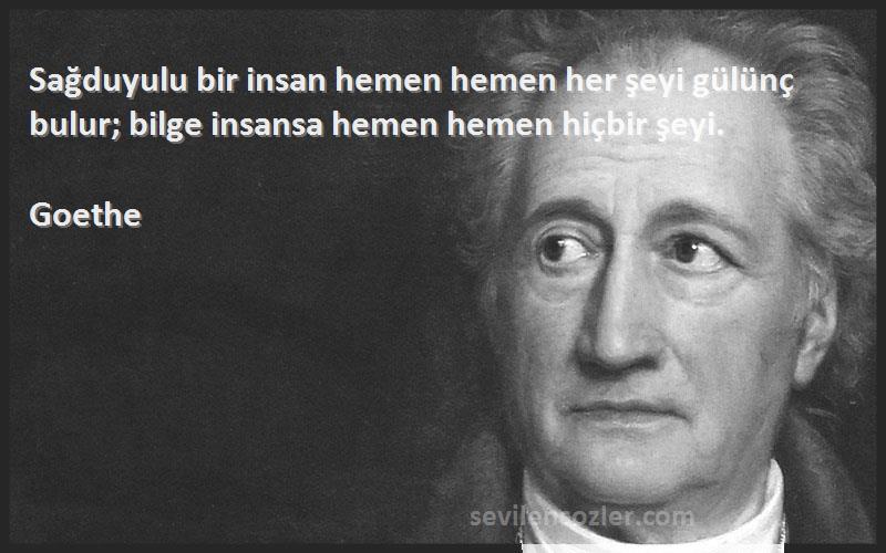 Goethe Sözleri 
Sağduyulu bir insan hemen hemen her şeyi gülünç bulur; bilge insansa hemen hemen hiçbir şeyi.