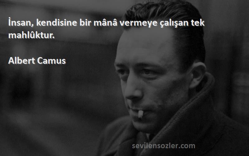 Albert Camus Sözleri 
İnsan, kendisine bir mânâ vermeye çalışan tek mahlûktur.