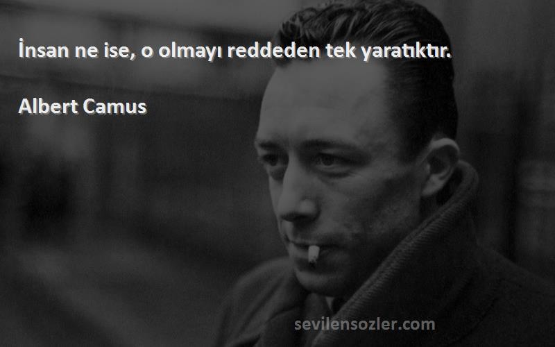 Albert Camus Sözleri 
İnsan ne ise, o olmayı reddeden tek yaratıktır.