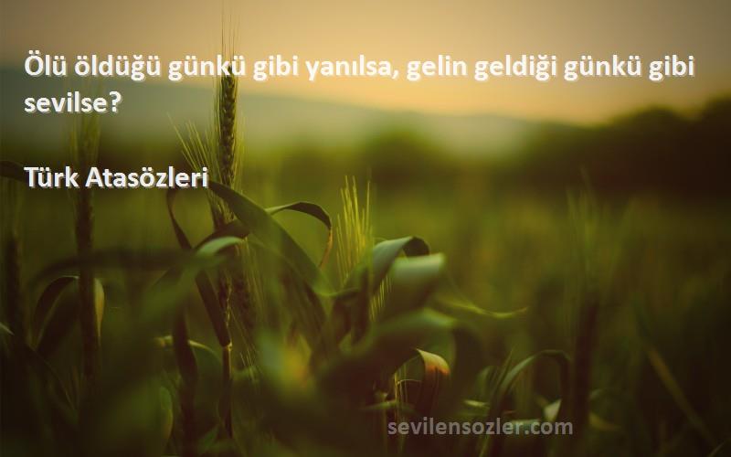 Türk Atasözleri - Ölü öldüğü günkü gibi yanılsa, gelin geldiği günkü gibi sevilse?