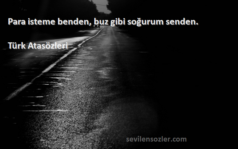 Türk Atasözleri - Para isteme benden, buz gibi soğurum senden.