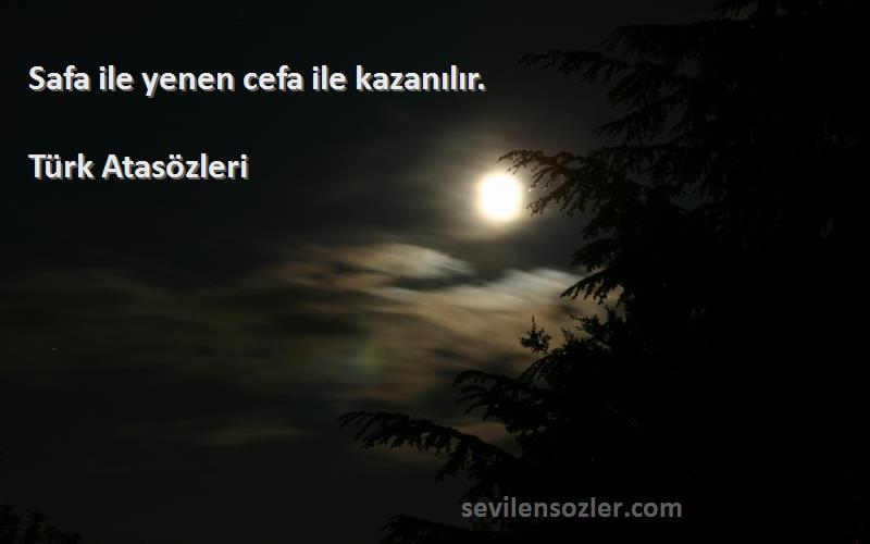 Türk Atasözleri - Safa ile yenen cefa ile kazanılır.