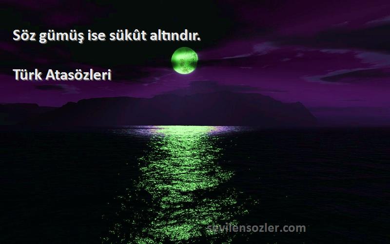 Türk Atasözleri - Söz gümüş ise sükût altındır.