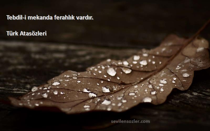 Türk Atasözleri Sözleri 
Tebdil-i mekanda ferahlık vardır.