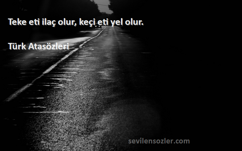 Türk Atasözleri - Teke eti ilaç olur, keçi eti yel olur.