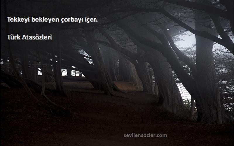 Türk Atasözleri - Tekkeyi bekleyen çorbayı içer.