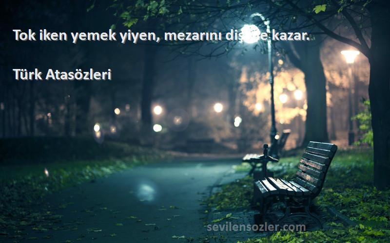 Türk Atasözleri - Tok iken yemek yiyen, mezarını dişiyle kazar.