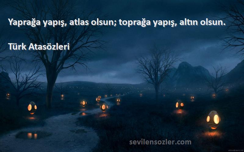 Türk Atasözleri - Yaprağa yapış, atlas olsun; toprağa yapış, altın olsun.