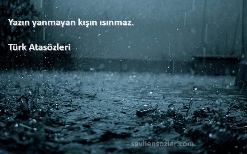 Türk Atasözleri Sözleri 
Yazın yanmayan kışın ısınmaz.