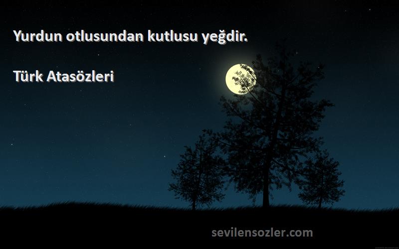 Türk Atasözleri - Yurdun otlusundan kutlusu yeğdir.