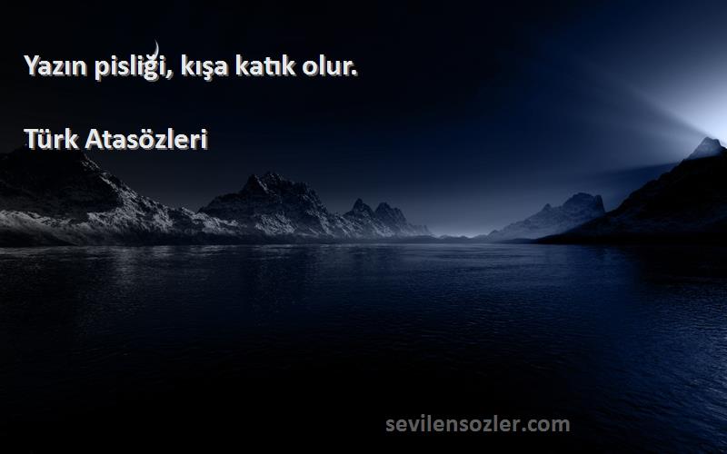 Türk Atasözleri - Yazın pisliği, kışa katık olur.