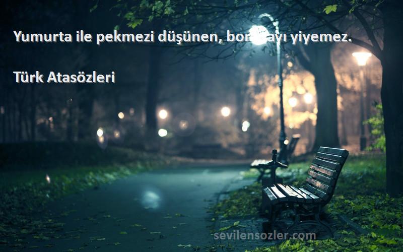Türk Atasözleri - Yumurta ile pekmezi düşünen, boranayı yiyemez.