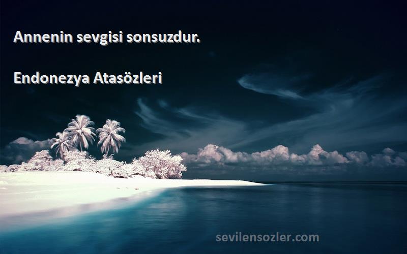 Endonezya Atasözleri Sözleri 
Annenin sevgisi sonsuzdur.