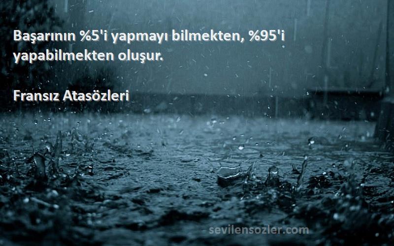 Fransız Atasözleri Sözleri 
Başarının %5'i yapmayı bilmekten, %95'i yapabilmekten oluşur.