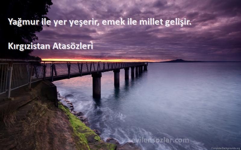 Kırgızistan Atasözleri Sözleri 
Yağmur ile yer yeşerir, emek ile millet gelişir.