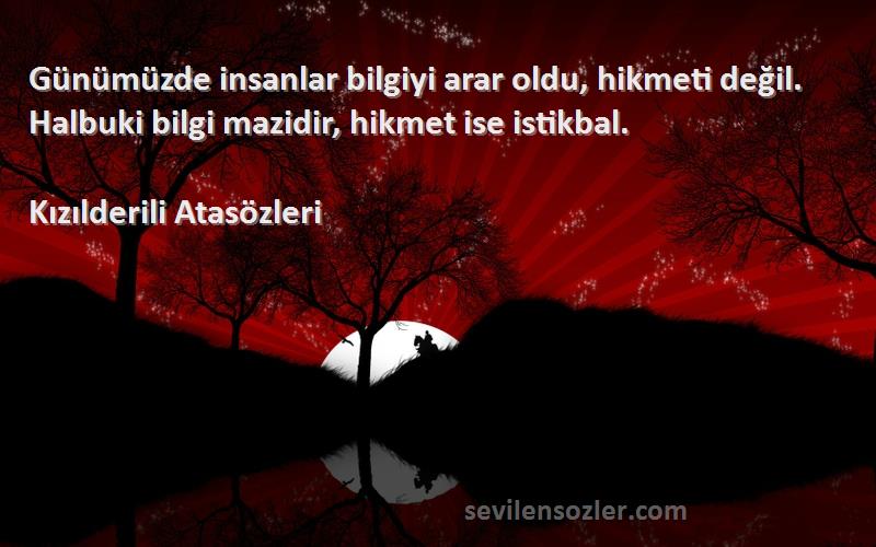 Kızılderili Atasözleri - Günümüzde insanlar bilgiyi arar oldu, hikmeti değil. Halbuki bilgi mazidir, hikmet ise istikbal.