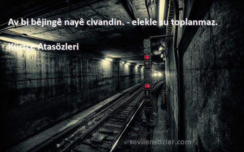 Kürtçe Atasözleri Sözleri 
Av bi bêjingê nayê civandin. - elekle su toplanmaz.