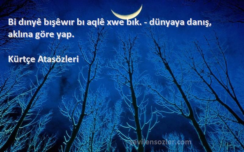 Kürtçe Atasözleri - Bi dınyê bışêwır bı aqlê xwe bık. - dünyaya danış, aklına göre yap.