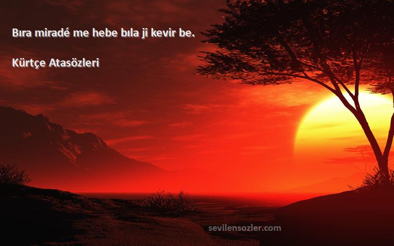 Kürtçe Atasözleri - Bıra miradé me hebe bıla ji kevir be.