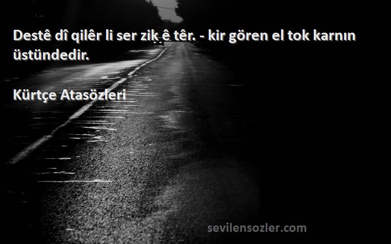 Kürtçe Atasözleri - Destê dî qilêr li ser zik ê têr. - kir gören el tok karnın üstündedir.