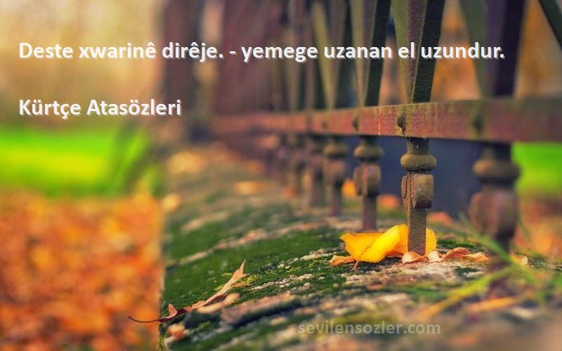 Kürtçe Atasözleri - Deste xwarinê dirêje. - yemege uzanan el uzundur.