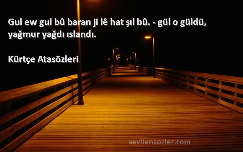 Kürtçe Atasözleri - Gul ew gul bû baran ji lê hat şıl bû. - gül o güldü, yağmur yağdı ıslandı.