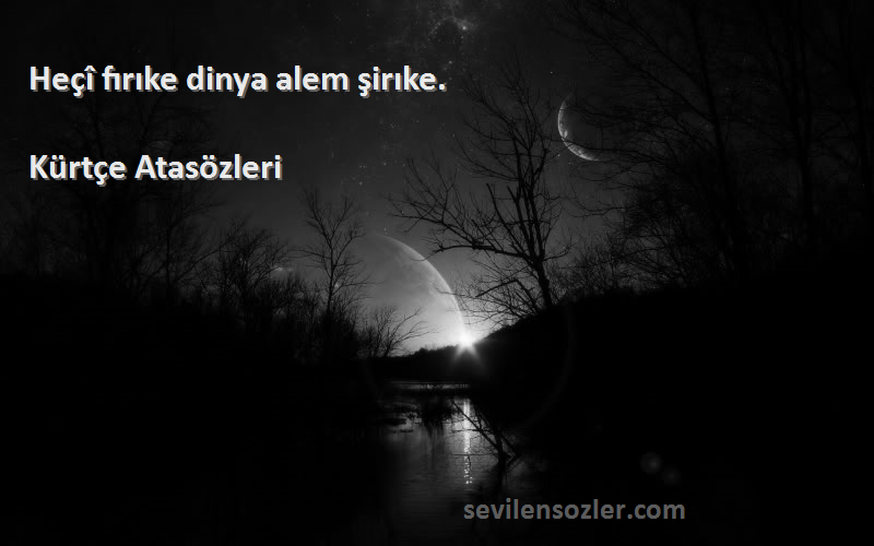 Kürtçe Atasözleri - Heçî fırıke dinya alem şirıke.