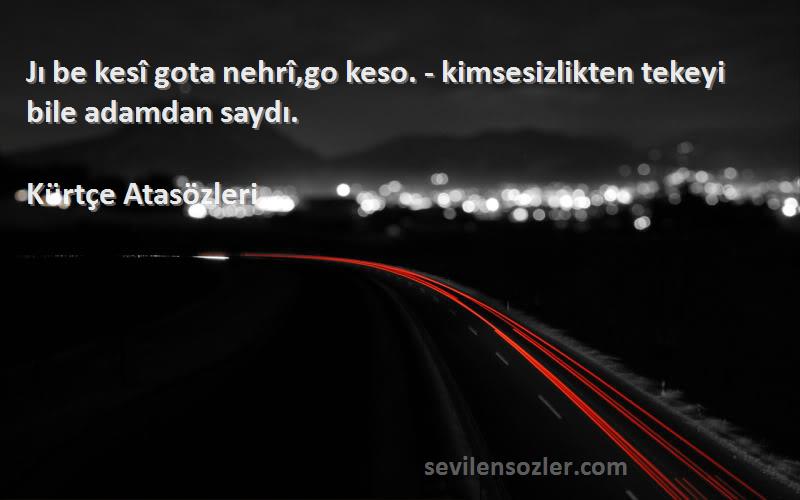 Kürtçe Atasözleri - Jı be kesî gota nehrî,go keso. - kimsesizlikten tekeyi bile adamdan saydı.
