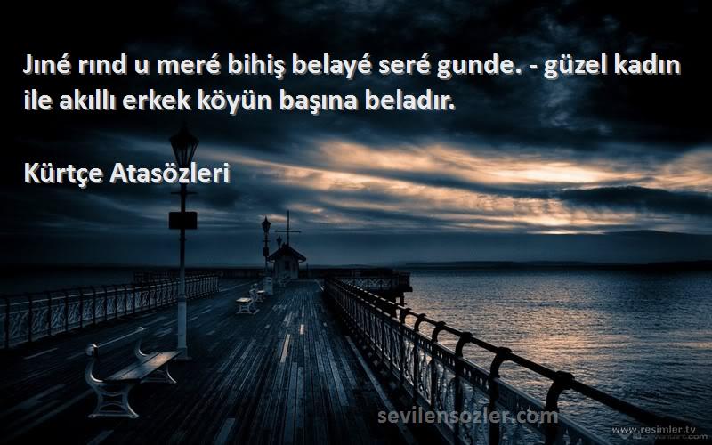 Kürtçe Atasözleri - Jıné rınd u meré bihiş belayé seré gunde. - güzel kadın ile akıllı erkek köyün başına beladır.