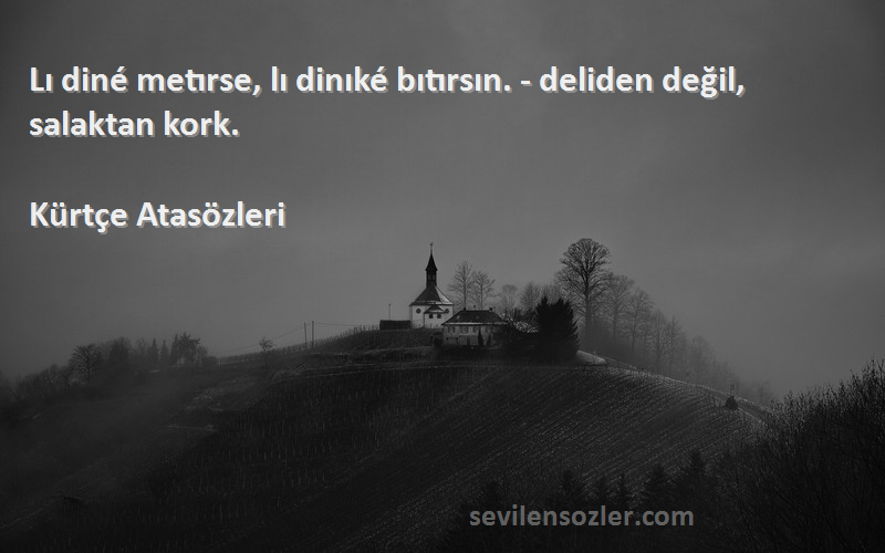 Kürtçe Atasözleri - Lı diné metırse, lı dinıké bıtırsın. - deliden değil, salaktan kork.