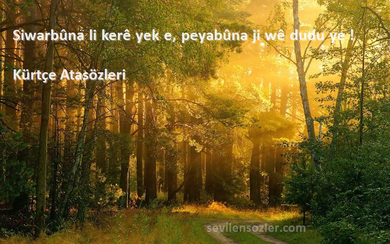 Kürtçe Atasözleri - Siwarbûna li kerê yek e, peyabûna ji wê dudu ye !