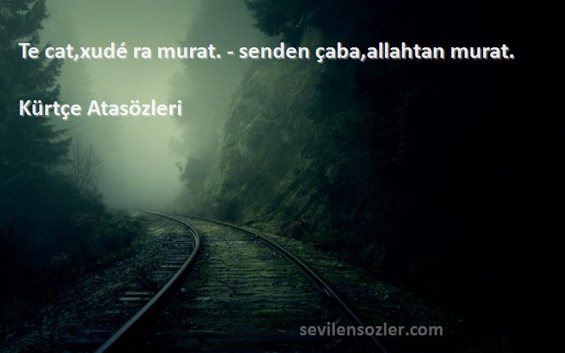 Kürtçe Atasözleri - Te cat,xudé ra murat. - senden çaba,allahtan murat.