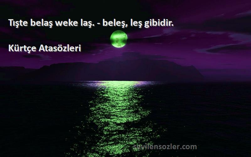 Kürtçe Atasözleri - Tışte belaş weke laş. - beleş, leş gibidir.