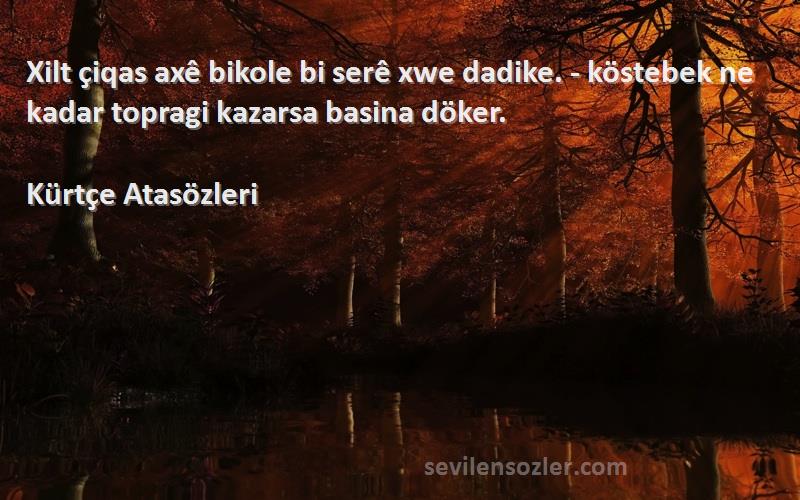 Kürtçe Atasözleri - Xilt çiqas axê bikole bi serê xwe dadike. - köstebek ne kadar topragi kazarsa basina döker.