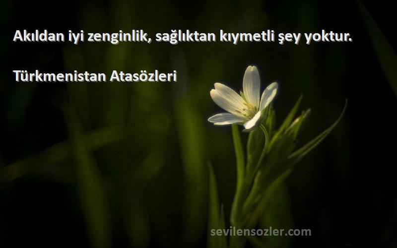 Türkmenistan Atasözleri - Akıldan iyi zenginlik, sağlıktan kıymetli şey yoktur.