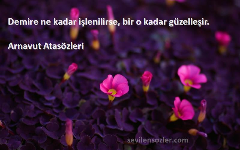 Arnavut Atasözleri - Demire ne kadar işlenilirse, bir o kadar güzelleşir.