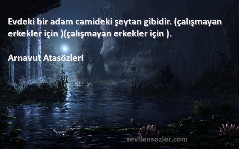 Arnavut Atasözleri - Evdeki bir adam camideki şeytan gibidir. (çalışmayan erkekler için )(çalışmayan erkekler için ).